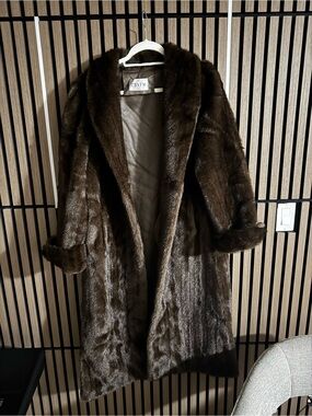 Soera Chocolate Brown Faux Fur Long Coat